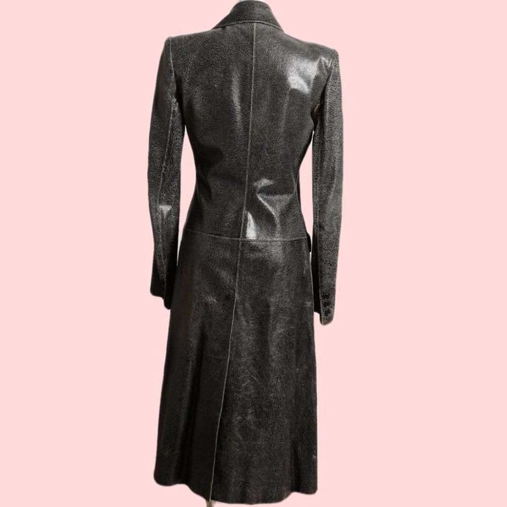 ALEXANDER MCQUEEN Vintage 1999 Long Leather Jacket - Picture 4 of 6